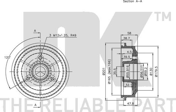 NK 251901 - Тормозной барабан autospares.lv