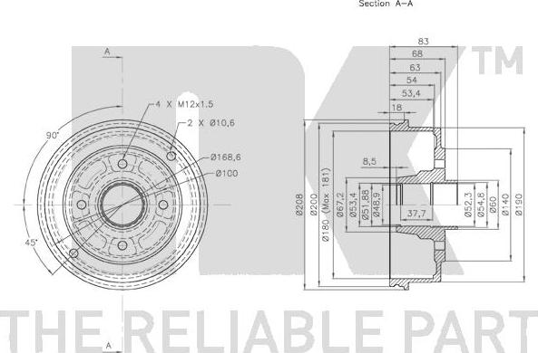 NK 253911 - Тормозной барабан autospares.lv