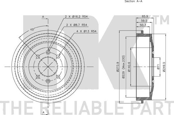 NK 253708 - Тормозной барабан autospares.lv