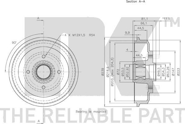 NK 252542 - Тормозной барабан autospares.lv