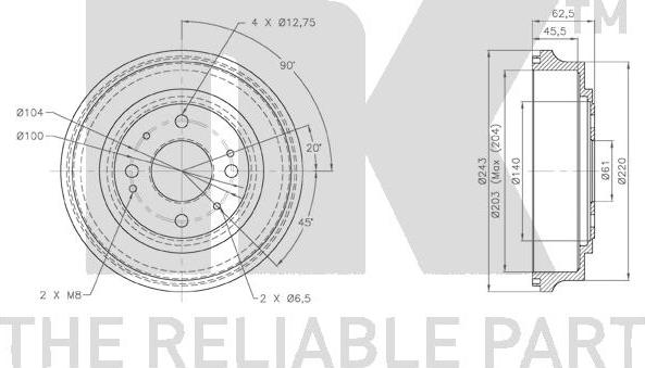 NK 252 605 - Тормозной барабан autospares.lv