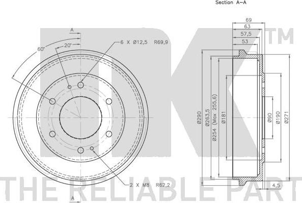 NK 252205 - Тормозной барабан autospares.lv