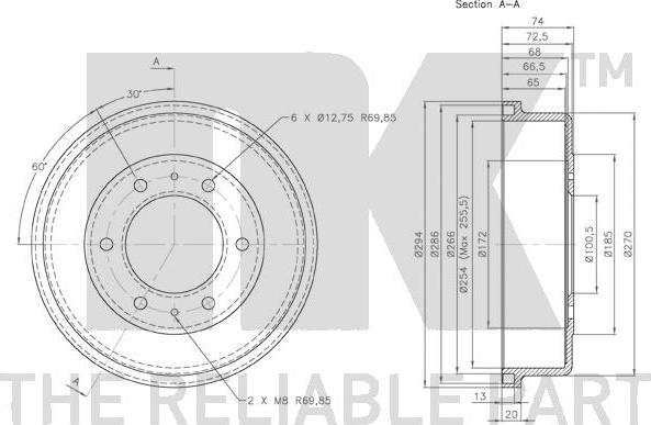 NK 262202 - Тормозной барабан autospares.lv