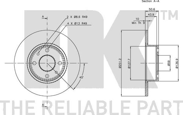 NK 319928 - Тормозной диск autospares.lv