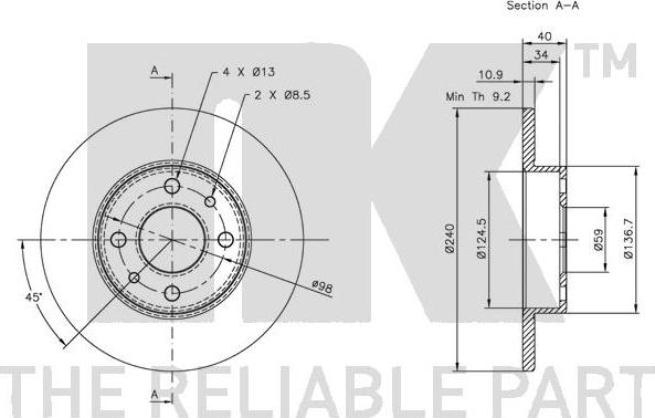 NK 209922 - Тормозной диск autospares.lv