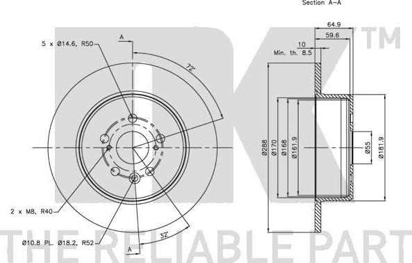 NK 204594 - Тормозной диск autospares.lv