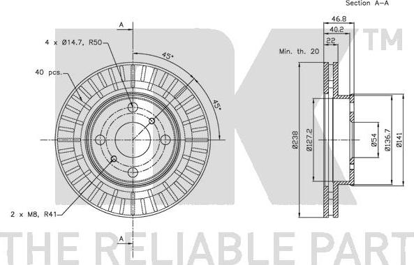 NK 204551 - Тормозной диск autospares.lv