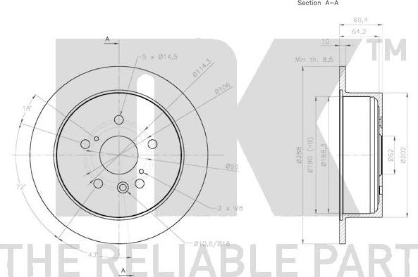 NK 2045160 - Тормозной диск autospares.lv