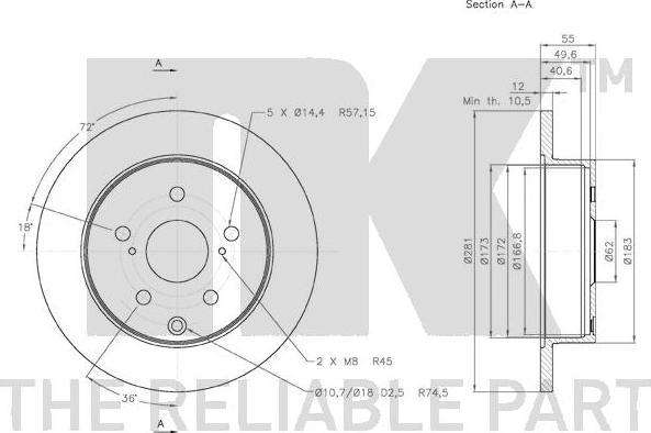 NK 2045114 - Тормозной диск autospares.lv