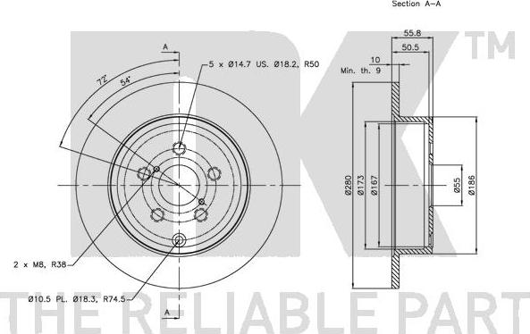 NK 314589 - Тормозной диск autospares.lv