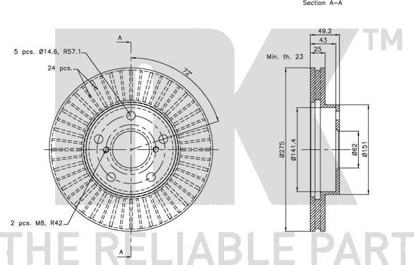 NK 314578 - Тормозной диск autospares.lv