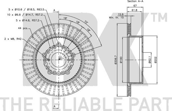 NK 204573 - Тормозной диск autospares.lv