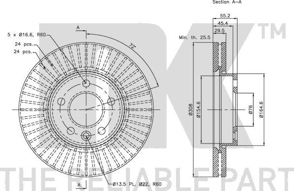 NK 204795 - Тормозной диск autospares.lv