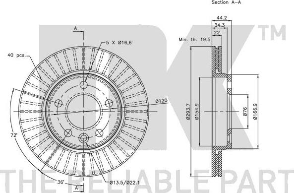 NK 204797 - Тормозной диск autospares.lv