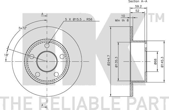 NK 204749 - Тормозной диск autospares.lv