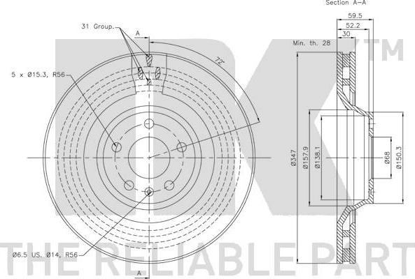 NK 3447108 - Тормозной диск autospares.lv