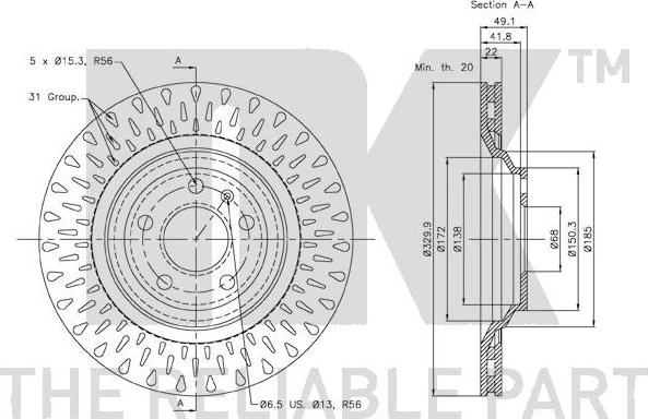 NK 3147110 - Тормозной диск autospares.lv