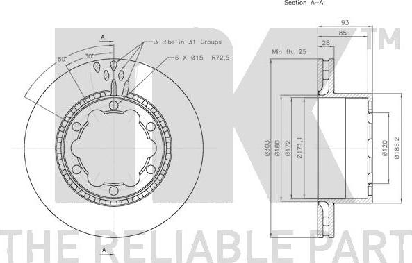 NK 3147124 - Тормозной диск autospares.lv