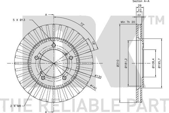 NK 205210 - Тормозной диск autospares.lv