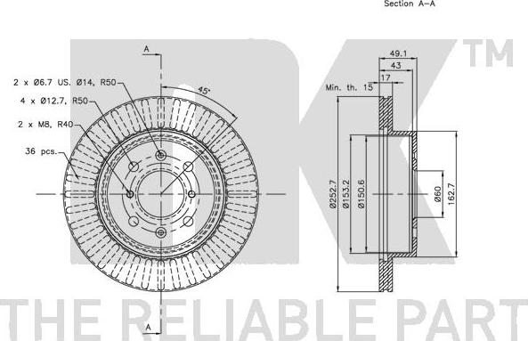 NK 205213 - Тормозной диск autospares.lv