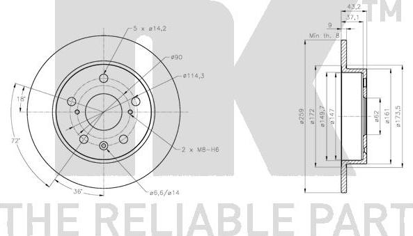 NK 205232 - Тормозной диск autospares.lv