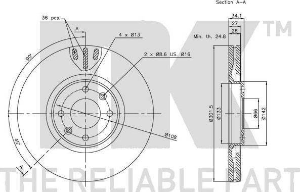 NK 201938 - Тормозной диск autospares.lv