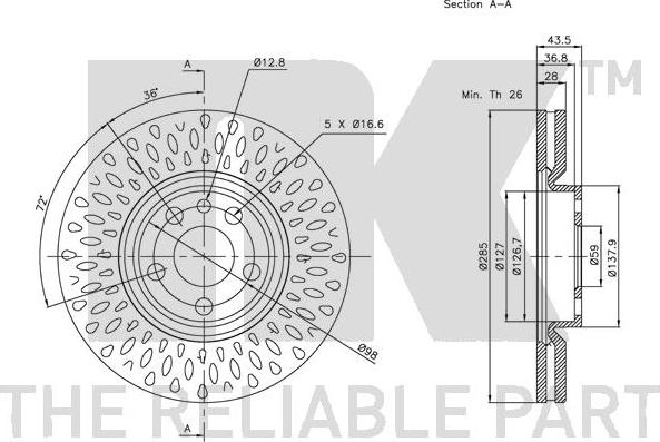 NK 201933 - Тормозной диск autospares.lv