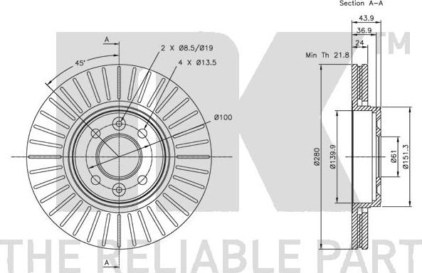 NK 203919 - Тормозной диск autospares.lv