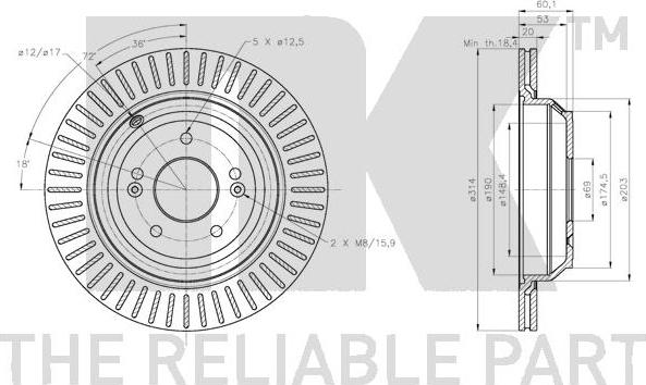 NK 203454 - Тормозной диск autospares.lv