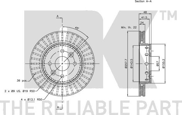 NK 203507 - Тормозной диск autospares.lv