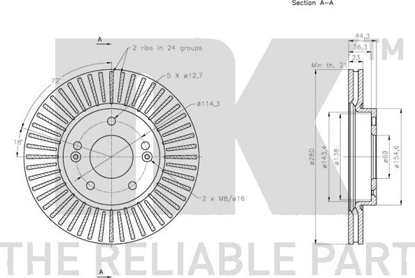 NK 313538 - Тормозной диск autospares.lv