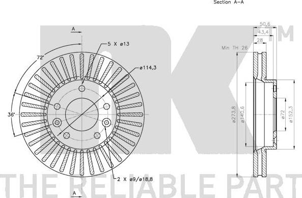 NK 203522 - Тормозной диск autospares.lv