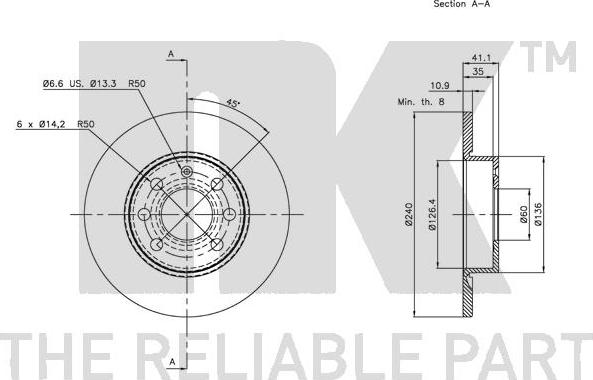 NK 203641 - Тормозной диск autospares.lv