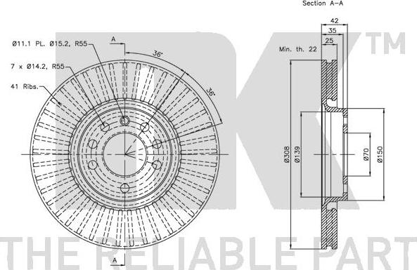 NK 203654 - Тормозной диск autospares.lv