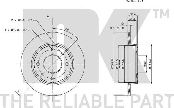 NK 203036 - Тормозной диск autospares.lv