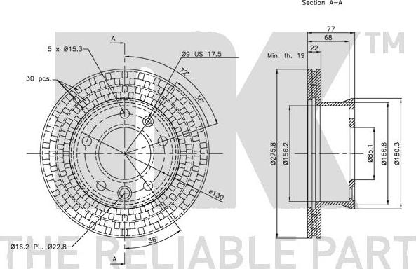 NK 203397 - Тормозной диск autospares.lv