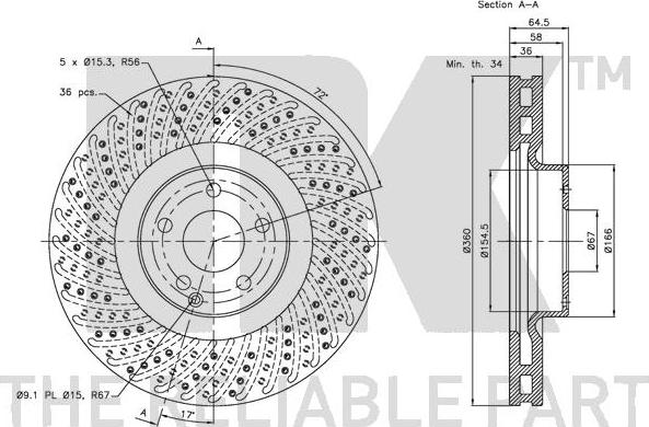 NK 203366 - Тормозной диск autospares.lv