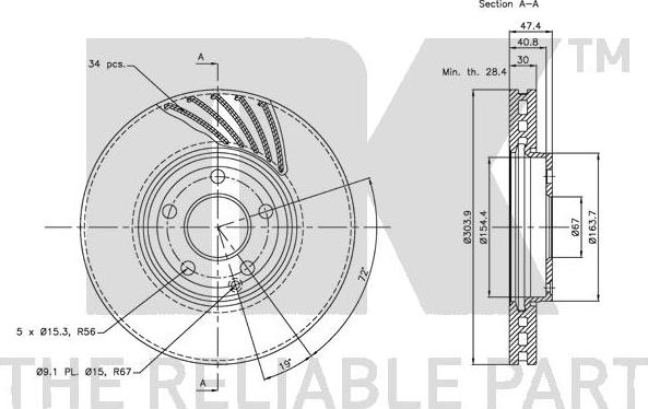 NK 203386 - Тормозной диск autospares.lv