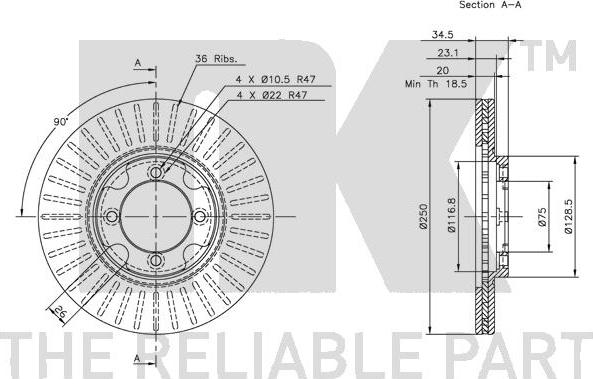 NK 203218 - Тормозной диск autospares.lv