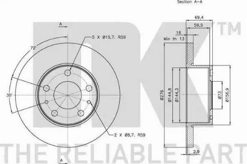 NK 312346 - Тормозной диск autospares.lv