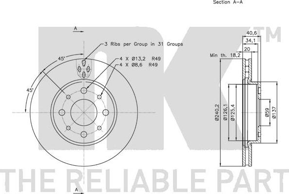 NK 312343 - Тормозной диск autospares.lv