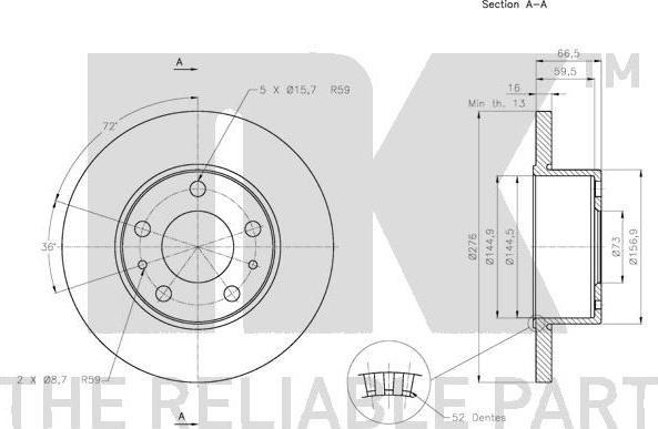 NK 202354 - Тормозной диск autospares.lv