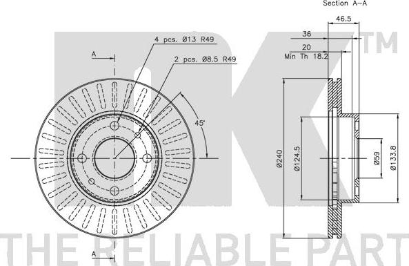 NK 202313 - Тормозной диск autospares.lv