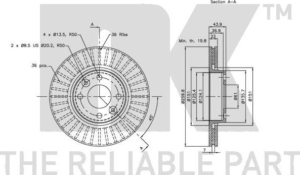 NK 312264 - Тормозной диск autospares.lv