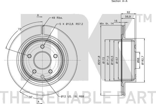 NK 202261 - Тормозной диск autospares.lv