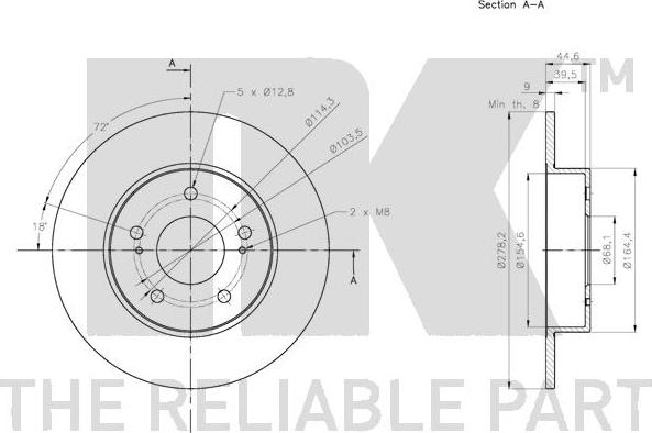 NK 312280 - Тормозной диск autospares.lv