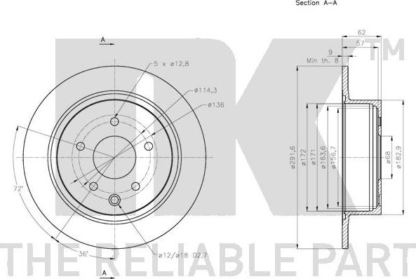 NK 312273 - Тормозной диск autospares.lv