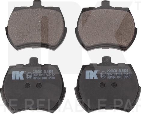 NK 229900 - Тормозные колодки, дисковые, комплект autospares.lv