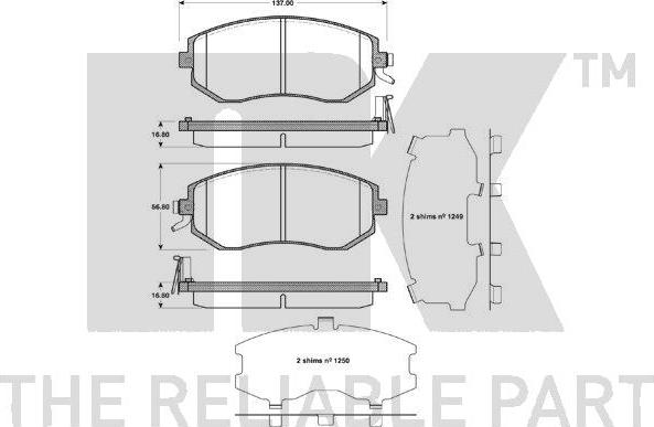 NK 224416 - Тормозные колодки, дисковые, комплект autospares.lv