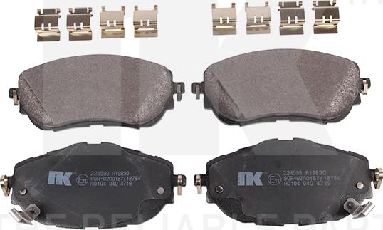 NK 224599 - Тормозные колодки, дисковые, комплект autospares.lv